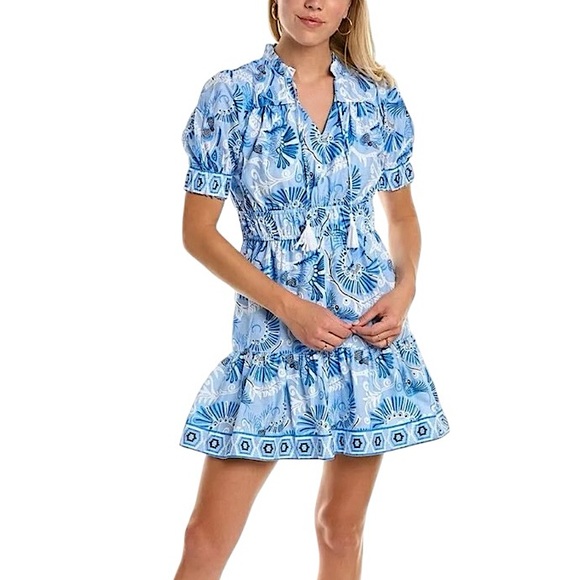 Sail to Sable Dresses & Skirts - Sail to Sable CK Bradley Print Puff Sleeve Cotton Dress with Tassels size L